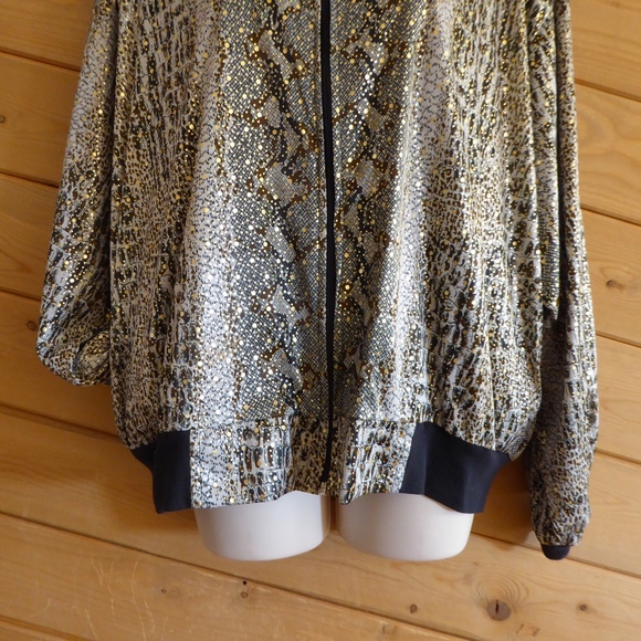 Pacific I.D. Full Zip Bomber Jacket Animal Reptile Shiny Funky - Picture 4 of 8